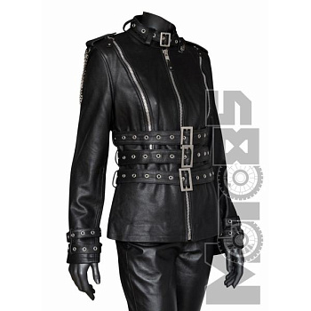 First L116CC Куртка женская кожаная удлиненная с тремя поясами