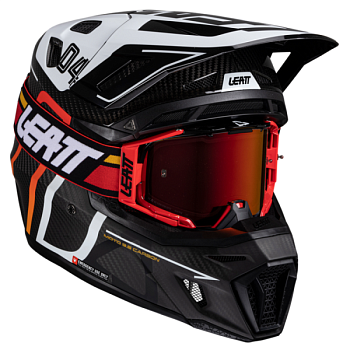Leatt Kit Moto 9.5 Carbon V25 Black/White шлем кроссовый + Velocity 6.5 мотоочки