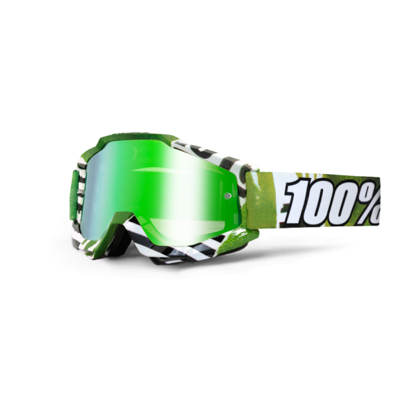 100% Accuri Moto Subway мотоочки, черно-зеленый, зеркальные зеленые линзы