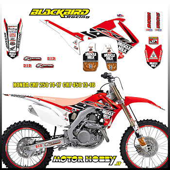 Blackbird Honda Muscle Milk Rockstar комплект наклеек + сиденье CRF250 14-17, CRF450 13-16