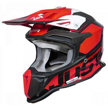 Just1 J18 Hexa White Fluo Red Black шлем кроссовый
