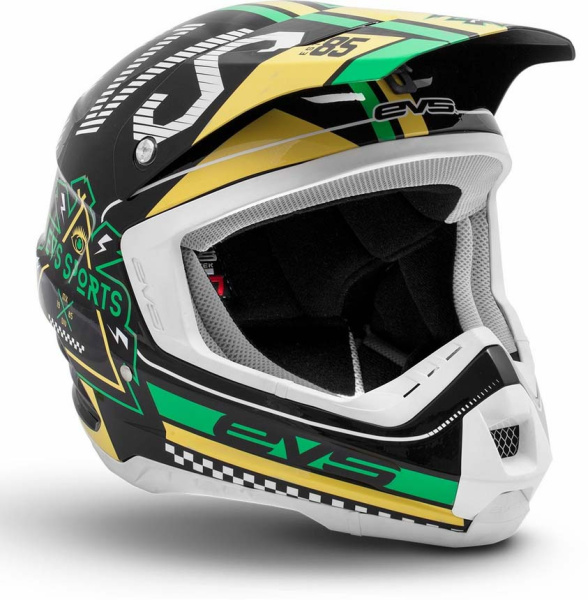 EVS T5 Rally шлем кроссовый, черно-бело-зеленый