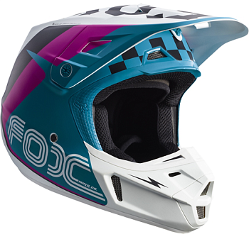 Fox Racing V2 Rohr Teal шлем кроссовый, бирюзово-бело-желтый