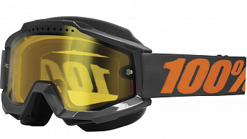100% Accuri Snow Gunmetal/Yellow Vented Dual Lens w/Pins очки