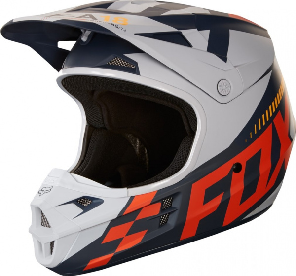 Fox Racing V1 Sayak 2018 шлем кроссовый, черно-оранжево-серый