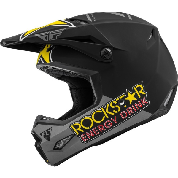 Fly Racing Kinetic Rockstar Ece шлем кроссовый, серо-черно-желтый матовый Fly Racing Kinetic Rockstar Ece шлем кроссовый, серо-черно-желтый матовый