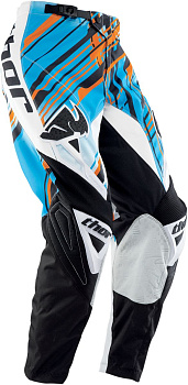 Thor Phase Stix мотоштаны кросс, бело-оранжево-голубой