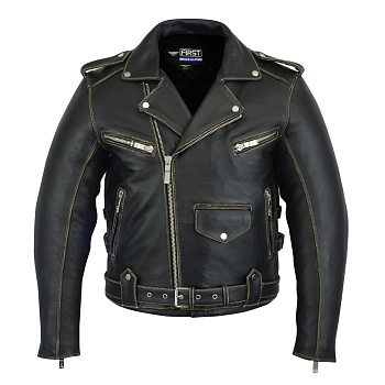 First M780CRO Косуха мужская, состаренная мягкая кожа 1.5мм, черный