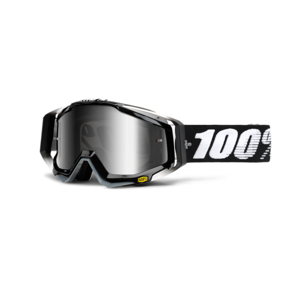 100% Racecraft Abyss Black Mirror Silver Lens мотоочки, черно-серый