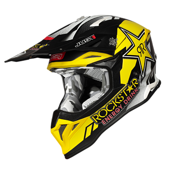 Just1 J39 Rockstar шлем кроссовый, черно-бело-желтый