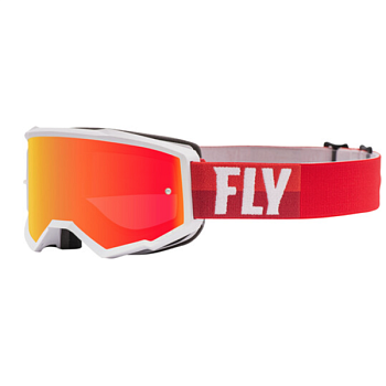 Fly Racing Zone 2021 мотоочки подростковые, бело-красный, оранжевая зеркальная линза