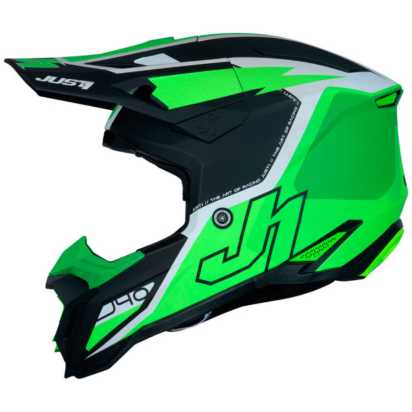 Just1 J40 Flash Fluo Green White Black шлем кроссовый