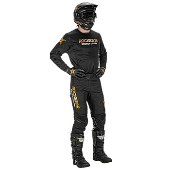 Fly Racing Kinetic Rockstar 2022 комплект, черно-золотой Fly Racing Kinetic Rockstar 2022 комплект, черно-золотой