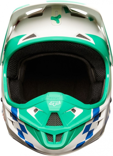 Fox Racing V1 Sayak 2018 Youth шлем подростковый, бело-сине-зеленый