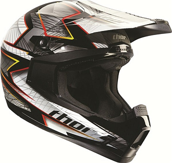 Шлем Thor Quadrant Spiral красно-желтая полоса (черно-белый).