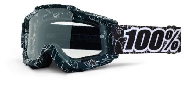 100% Accuri мотоочки, черно-белый, прозрачная линза