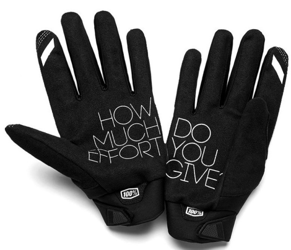 100% Brisker Black/Black мотоперчатки, черный