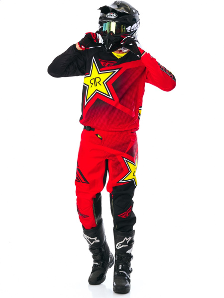 Fly Racing Kinetic Rockstar 2017 комплект, красно-черный Fly Racing Kinetic Rockstar 2017 комплект, красно-черный