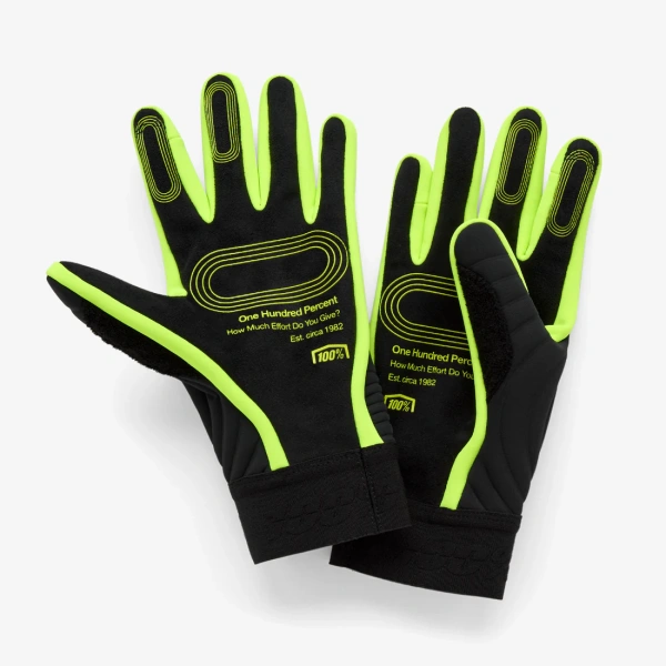 100% Brisker 2025 Extreme Black/Fluo Yellow мотоперчатки