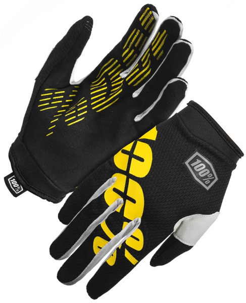 100% ITrack мотоперчатки, желто-черный