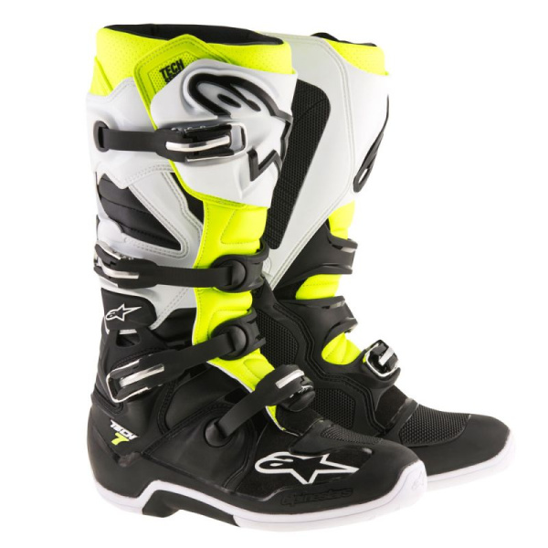 Alpinestars Tech 7 мотоботы кроссовые, черно-бело-желтый Alpinestars Tech 7 мотоботы кроссовые, черно-бело-желтый