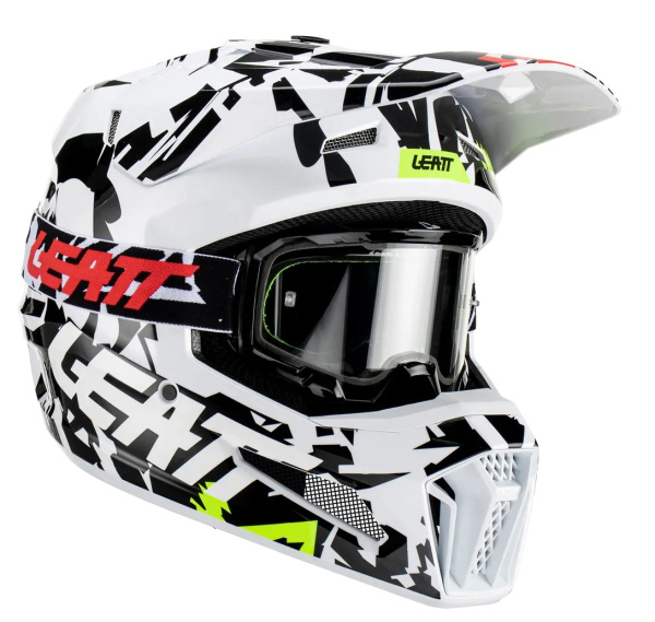 Leatt Kit Moto 3.5 Zebra шлем кроссовый + Velocity 4.5 мотоочки
