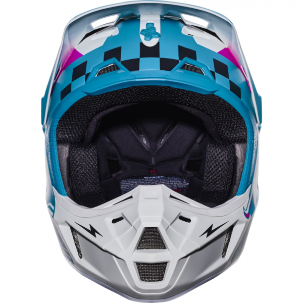 Fox Racing V2 Rohr Teal шлем кроссовый, бирюзово-бело-желтый