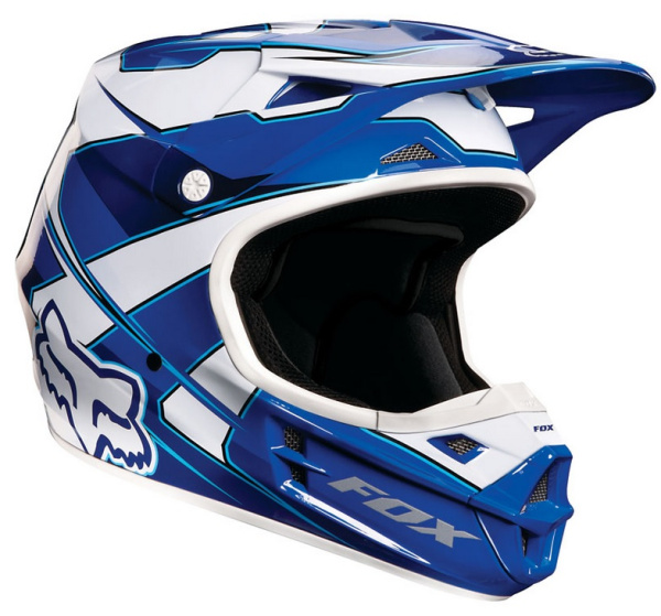 Fox Racing V1 Race шлем кроссовый, бело-синий