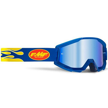 FMF Powercore Flame Navy мотоочки, зеркальная синяя линза