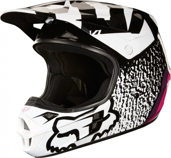 Fox Racing V1 Halyn 2018 шлем кроссовый, черно-малиново-белый