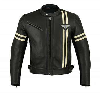 First Vintage Кожаная мужская мотокуртка, черный