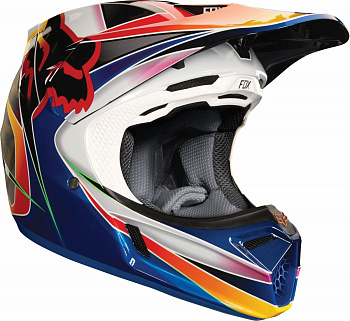 Fox Racing V3 Kustm 2018 шлем кроссовый, сине-красно-желтый