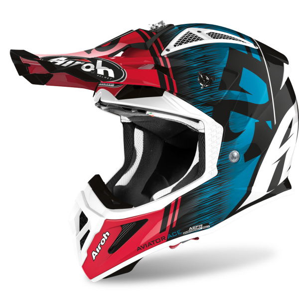 Airoh Aviator Ace Kybon Blue/Red Gloss шлем внедорожный