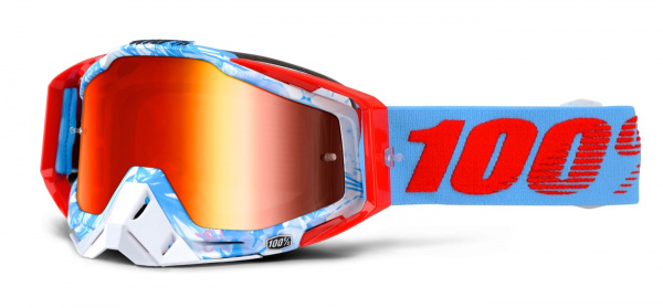 100% Racecraft Bobora/Mirror Red Lens мотоочки, красно-голубой, зеркальная красная линза