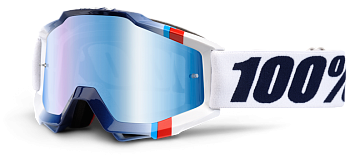 100% Accuri White Chrysta/Mirror Blue Lens мотоочки, бело-синий, зеркальная синяя линза