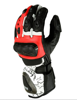 First перчатки кожаные, черно-красный