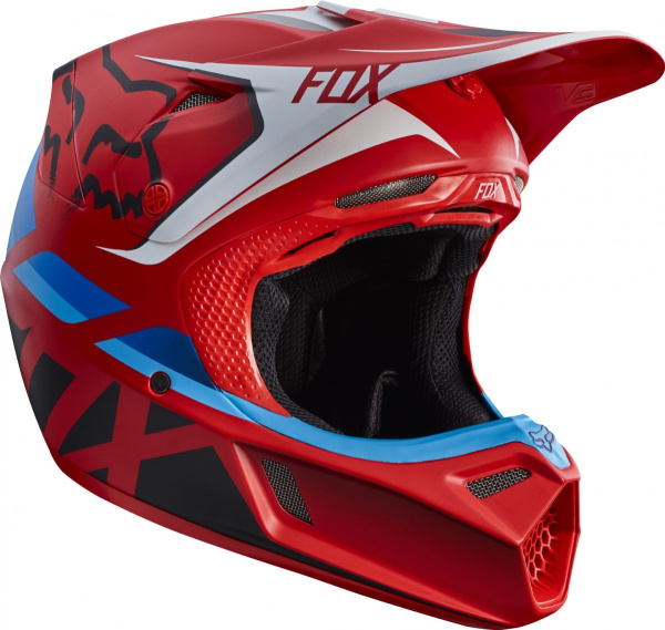 Fox Racing V3 Seca 2017 шлем кроссовый, красно-синий