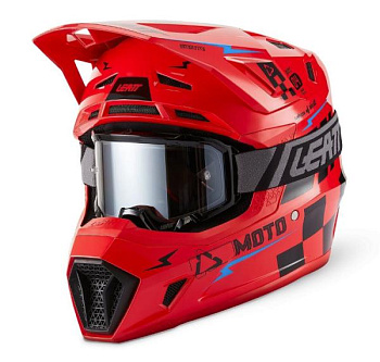 Leatt Kit Moto 7.5 V27 Red шлем кроссовый + Velocity 4.5 мотоочки, красный