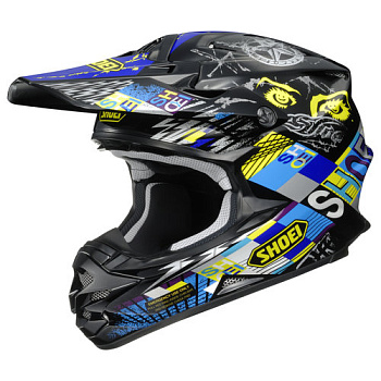 Shoei VFX-W Krack TC-11 шлем кроссовый, желто-сине-черный