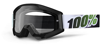 100% Strata Black Lime мотоочки, черно-зеленый, прозрачная линза