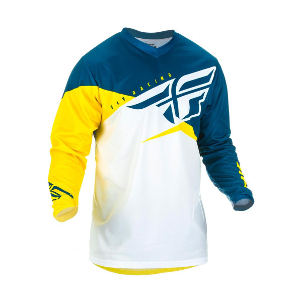 Fly Racing F-16 2019 джерси подростковая, желто-бело-синий Fly Racing F-16 2019 джерси подростковая, желто-бело-синий