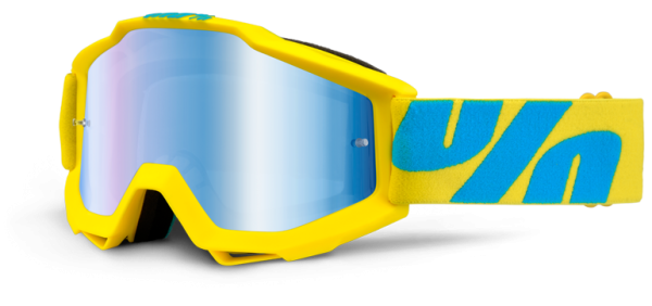 100% Accuri Fiji/Mirror Blue Lens мотоочки, желто-синий, зеркальная синяя линза