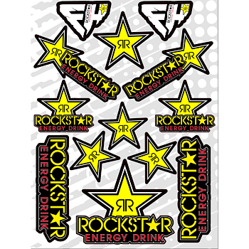 Набор наклеек А4 RockStar на светлом фоне Набор наклеек А4 RockStar на светлом фоне