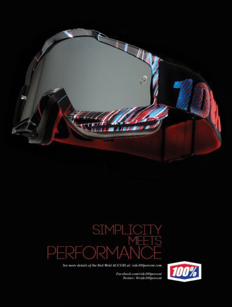 100% Racecraft мотоочки, черно-красный, прозрачная линза