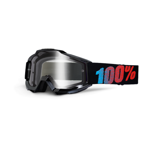 100% Accuri Youth мотоочки детские, черно-сине-красный, прозрачная линза