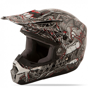 Fly Racing Kinetic Jungle Youth шлем подростковый, серо-красный Fly Racing Kinetic Jungle Youth шлем подростковый, серо-красный