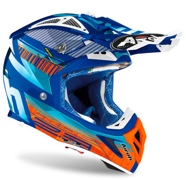 Airoh Aviator 2.3 Novak Chrome Azure шлем внедорожный, сине-оранжевый