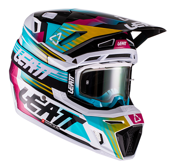 Leatt Kit Moto 8.5 V22 Aqua шлем кроссовый + Velocity 5.5 мотоочки
