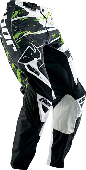 Thor Phase Splatter мотоштаны кросс, черно-зеленый