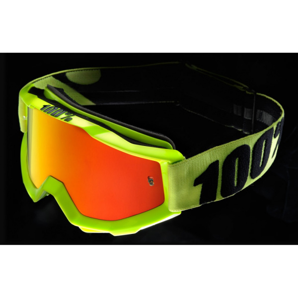 100% Accuri Fluo Yellow Red Mirror Lens мотоочки